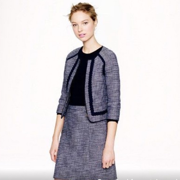 Fantastic J. Crew Two Piece Navy Tweed Suit Set—Dress and Jacket - Picture 6 of 6